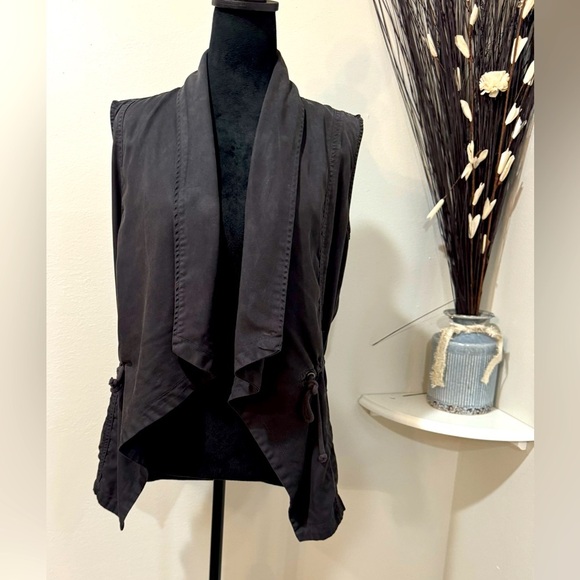 Max Jeans Dark Gray vest chic layering open front waist tie, in size small - Picture 1 of 10
